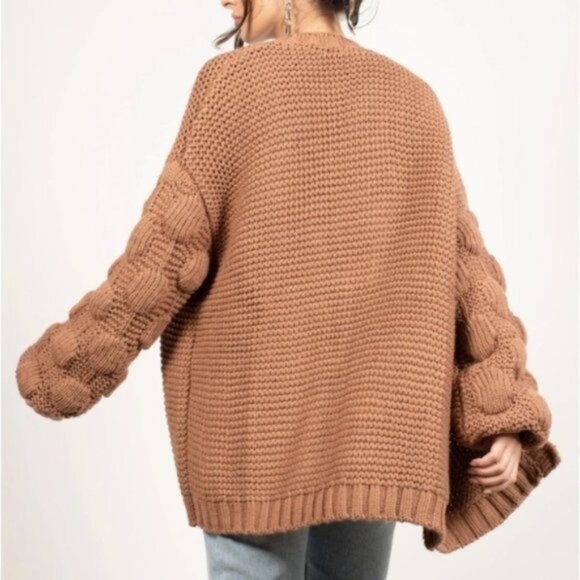TOBI Shannon Oversized Bohemian Slouchy Chunky Knit Cardigan Balloon Sleeve Boho - Picture 2 of 15